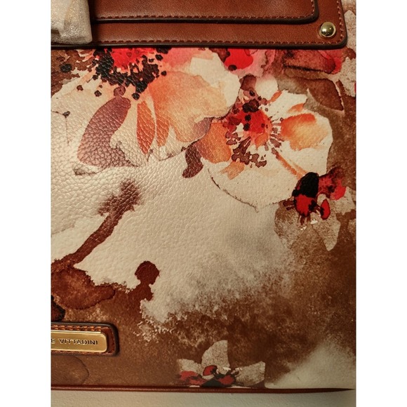 Adrienne Vittadini Brown Botanical Gardens Lock Tote Large Handbag - Picture 9 of 12